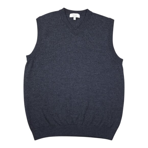 Turnbury Extra Fine Merino Wool Gray Sleeveless V-Neck Sweater Vest Men Size L - Picture 1 of 9
